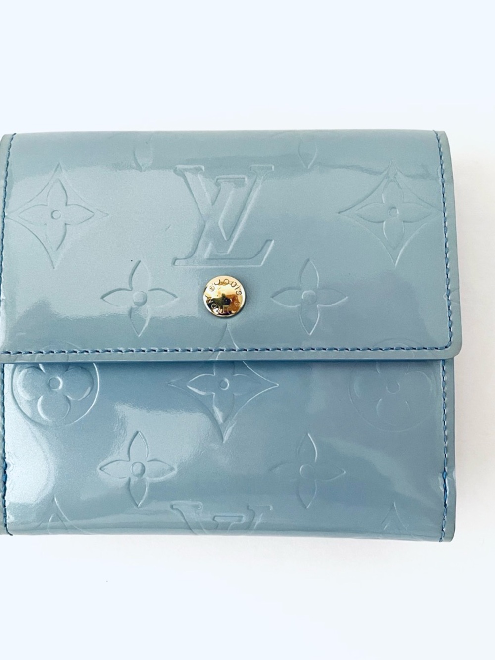 Louis Vuitton Monogram Vernis Light Blue Compact Wallet